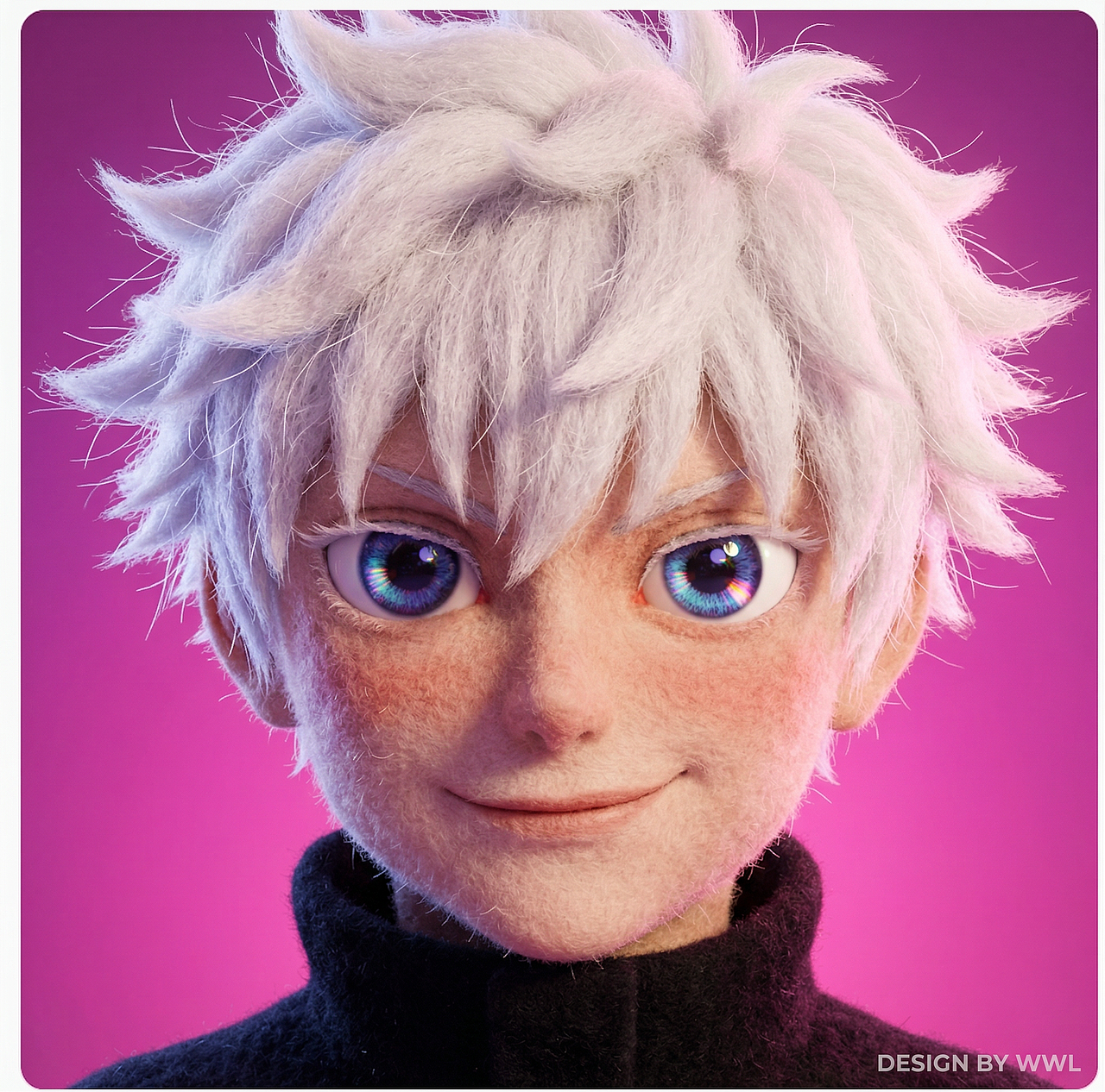 3D角色设计 五条悟写实渲染练习（图ZNDA1MTE5OTUy） - IP形象 - 站酷设计师天知道我是谁1988原创素材 - 站酷ZCOOL