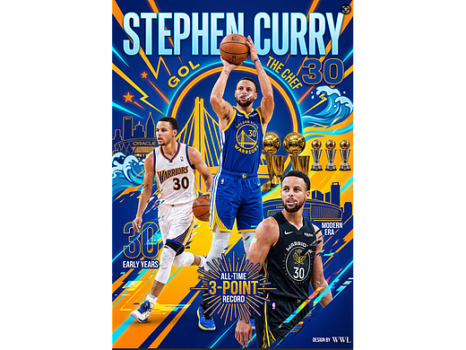 Stephen Curry 职业生涯视觉拼贴 动态体育海报设计