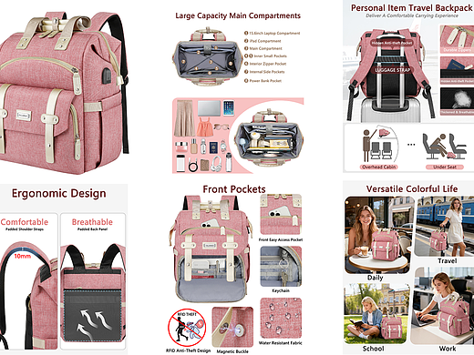 亚马逊箱包摄影设计/学生包/双肩包案例展示