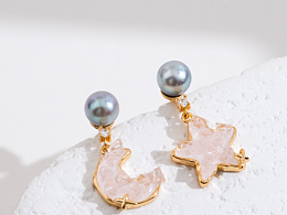 海水真多麻珍珠“星月”耳饰