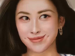 画画，演员朱珠，俏皮的一瞬间