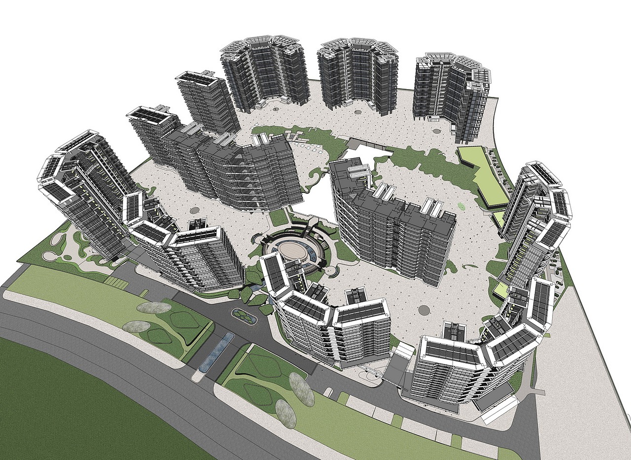 三亚海棠湾悦府示范区+高层住宅SU模型下载（图ZNDA1MTQ4NDQw） - 建筑设计 - 站酷设计师素模网原创素材 - 站酷ZCOOL