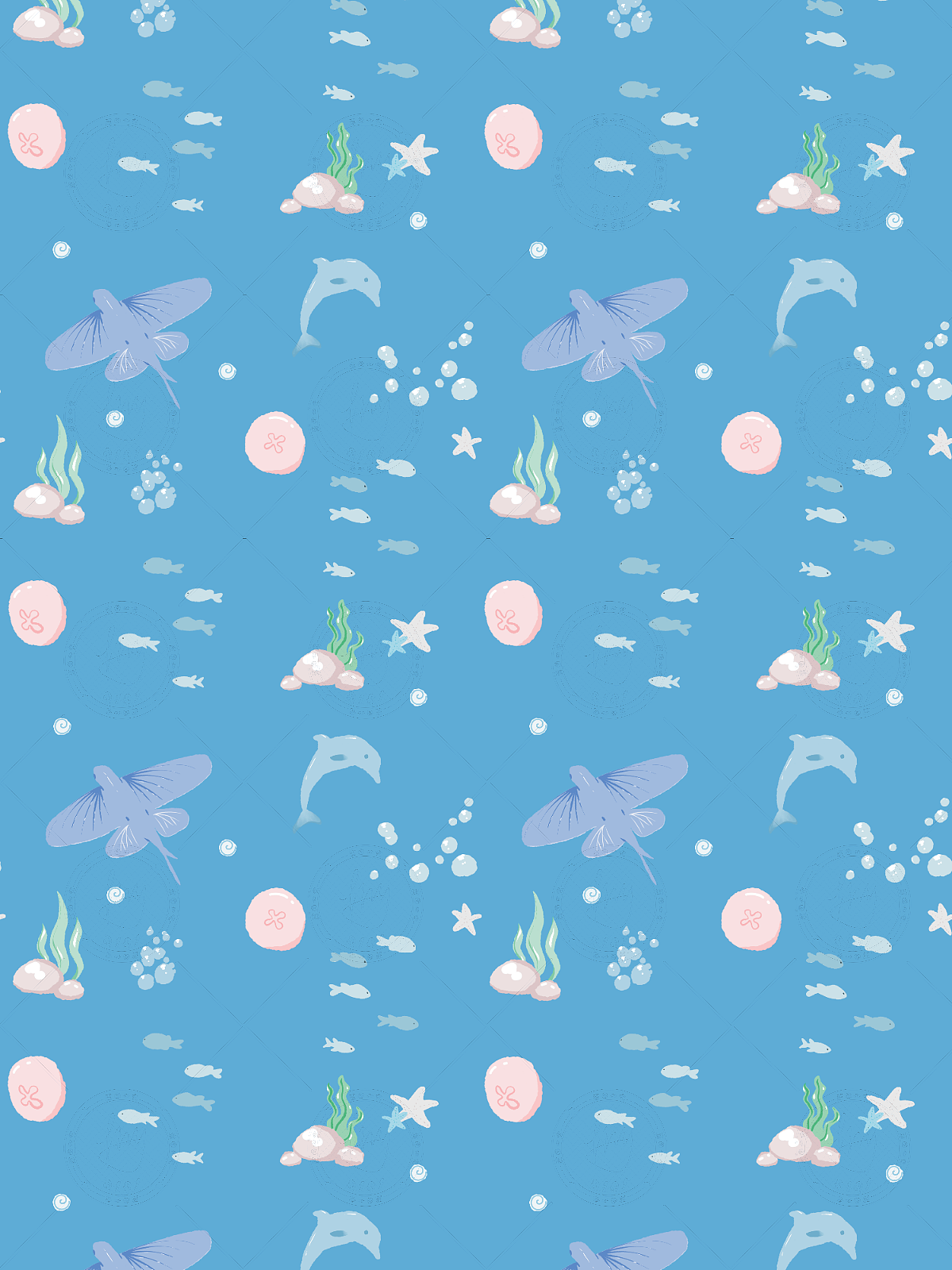 🉑四方连续&印花｜海洋绮韵🐬✨✨（图ZNDA1MTQ5NTgw） - 图案 - 站酷设计师七不七原创素材 - 站酷ZCOOL