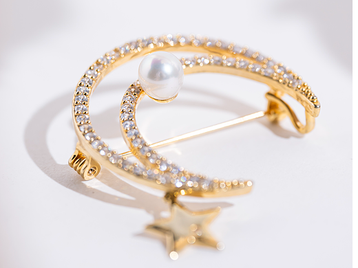 海水Akoya白色珍珠胸针