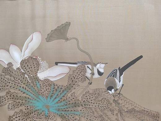 临古 王渊笔耕园册页中的《莲鹤鸰图》