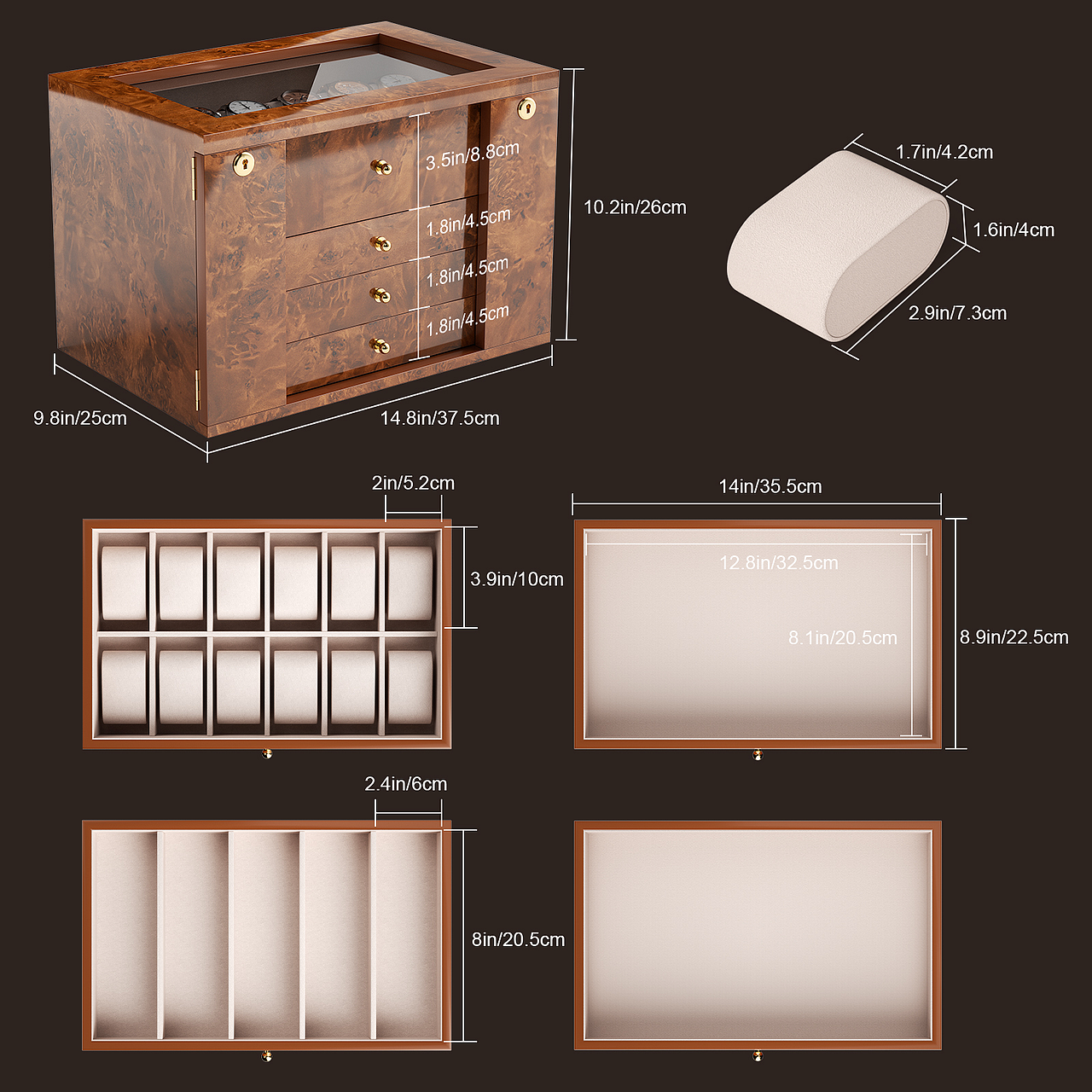 树瘤带锁四抽手表盒（图ZNDA1MTk2ODI0） - 产品 - 站酷设计师一壶茶醉原创素材 - 站酷ZCOOL