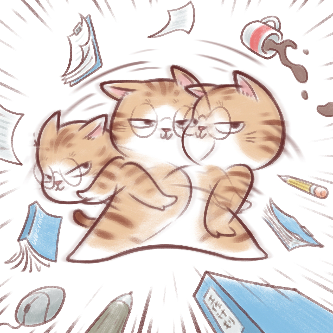 摸鱼猫咪图鉴丨老板不可见系列（图ZNDA1MjE3Mzg4） - 商业插画 - 站酷设计师魏大葱有木瓜原创素材 - 站酷ZCOOL