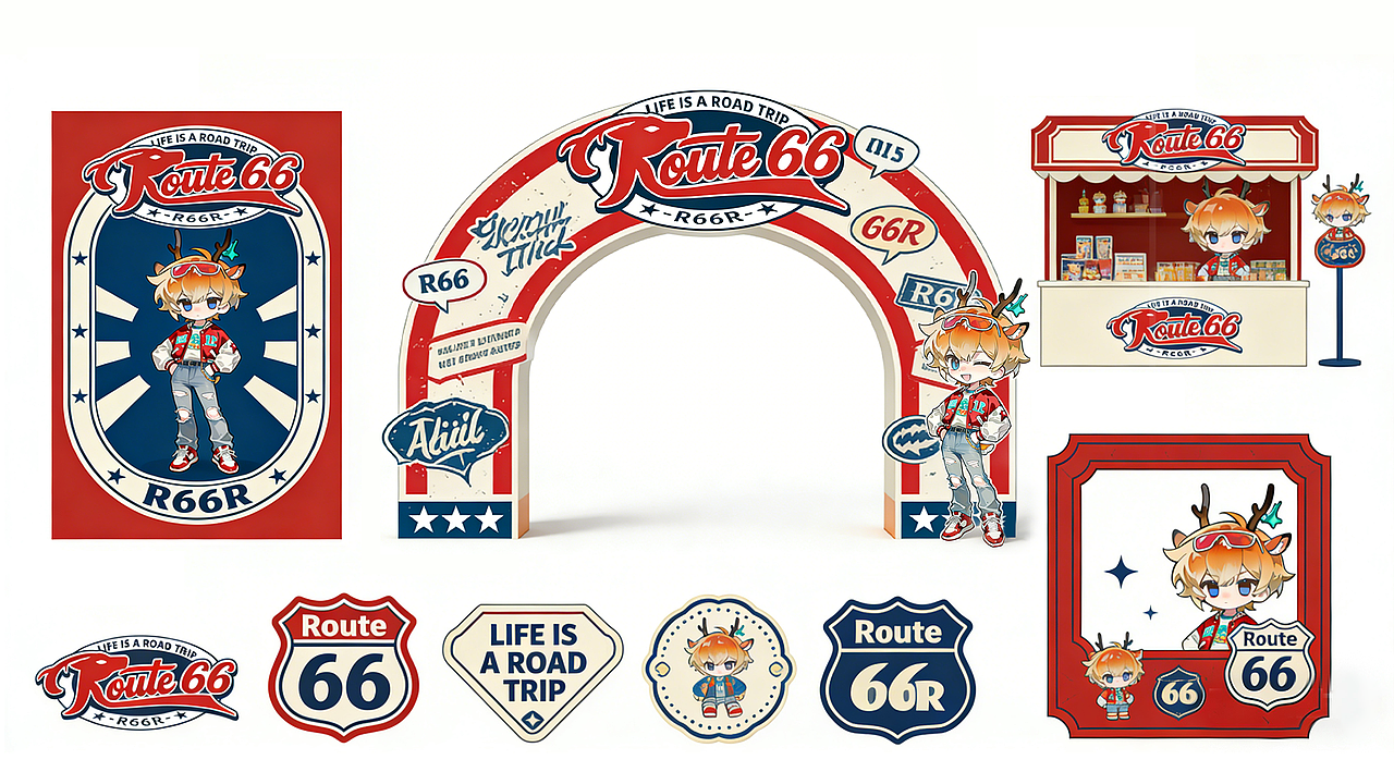 Route 66 | 陆六公路美式复古潮流服装品牌设计（图ZNDA1MjM4MzQw） - 品牌 - 站酷设计师鳐鳐米饼原创素材 - 站酷ZCOOL