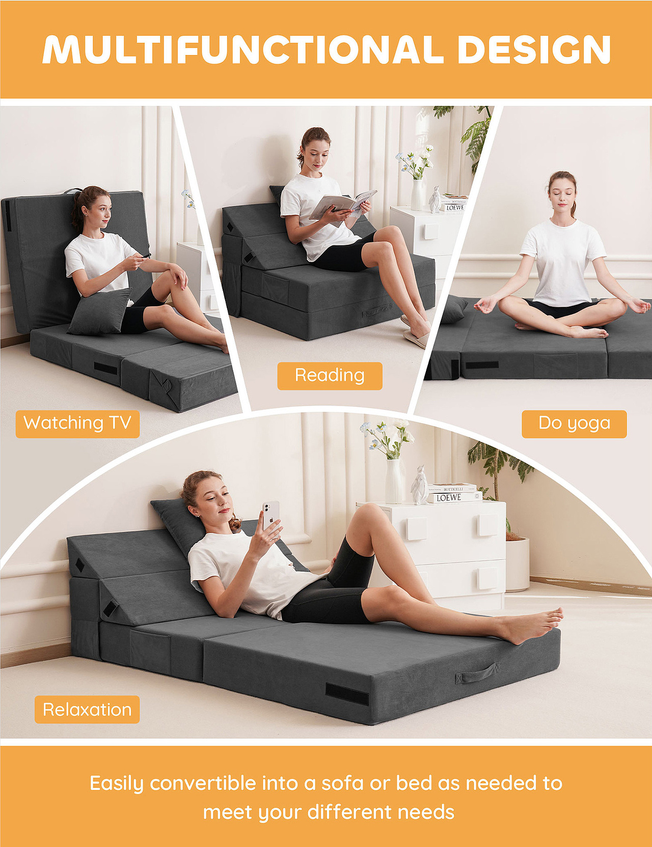 亚马逊折叠沙发主图、A+图片展示（图ZNDA1MjcwMDY4） - 其他平面 - 站酷设计师皮卡丘qwq原创素材 - 站酷ZCOOL