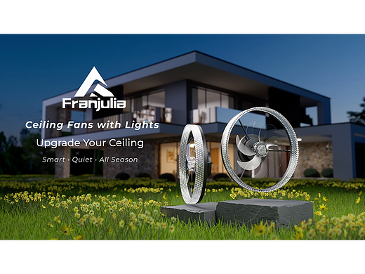 古法手搓渲染 水晶风扇灯