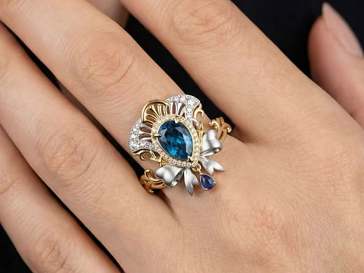 复古蝴蝶结戒指｜把深海星光戴在指尖✨