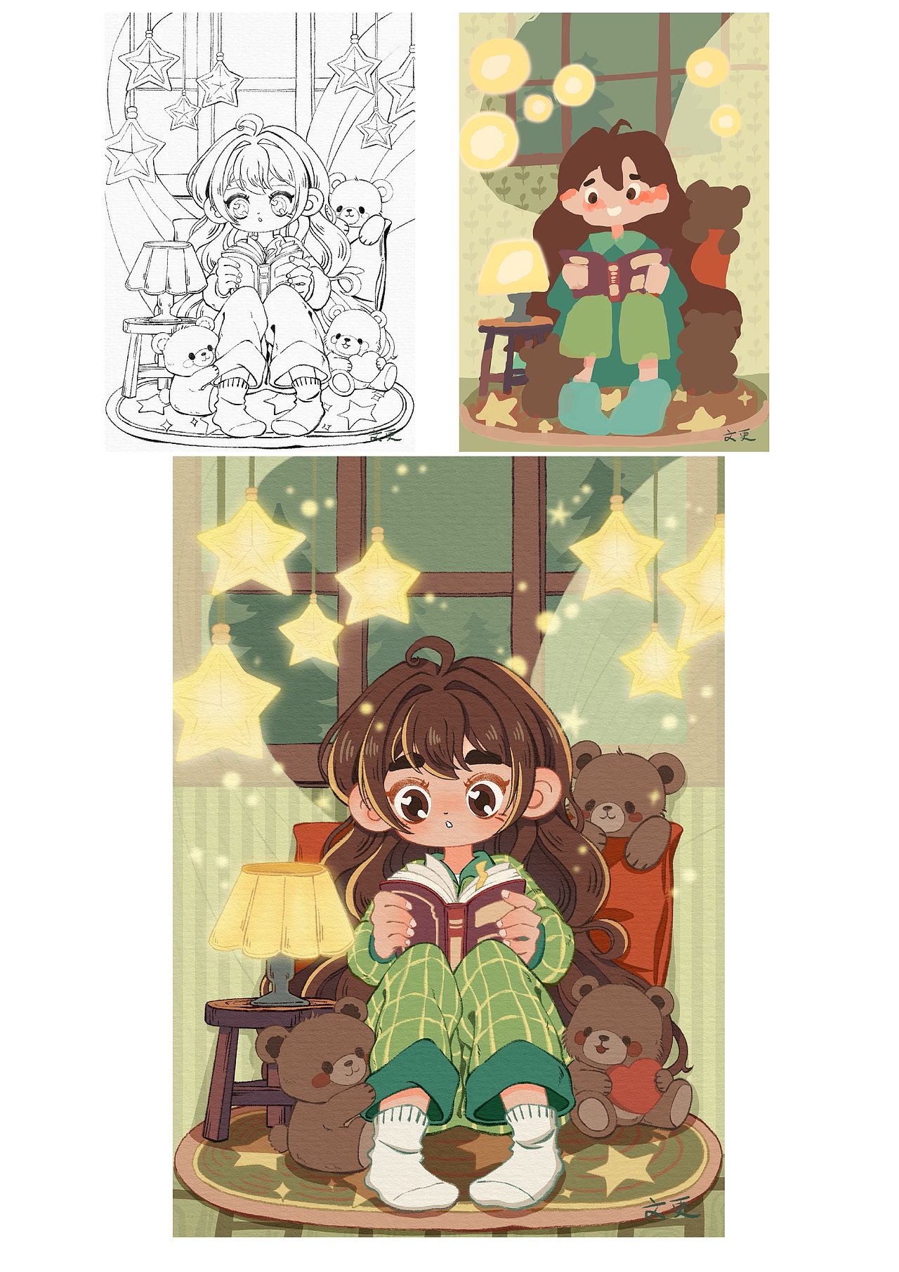 星灯暖夜，与书为伴（图ZNDA1Mjg0NDI0） - 商业插画 - 站酷设计师文更原创素材 - 站酷ZCOOL