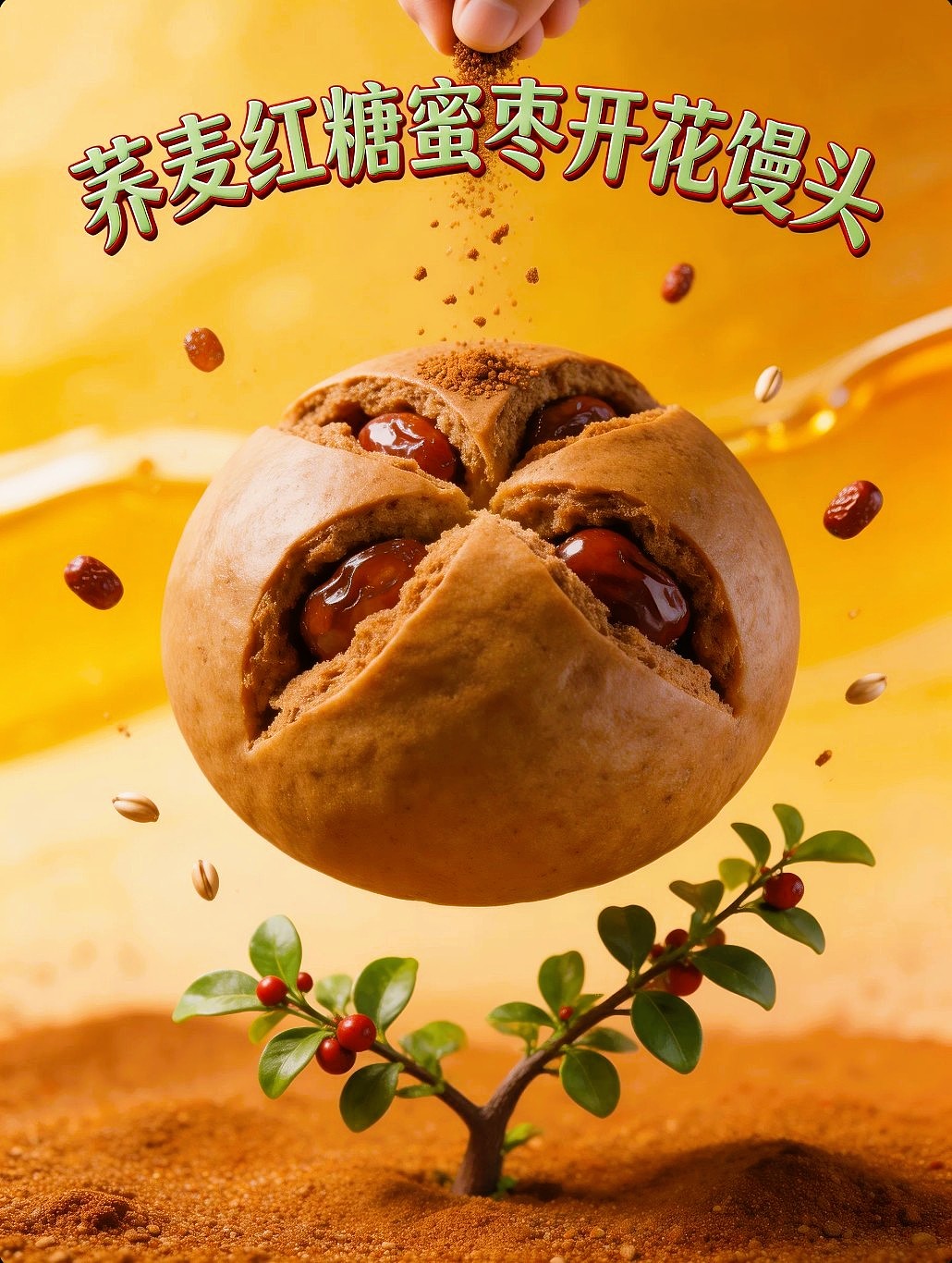既梦AI设计创意荞麦红糖多口味开花馒头附带提示词AIGC（图ZNDA1MzAwNTY0） - 海报 - 站酷设计师风中的玫瑰耶原创素材 - 站酷ZCOOL