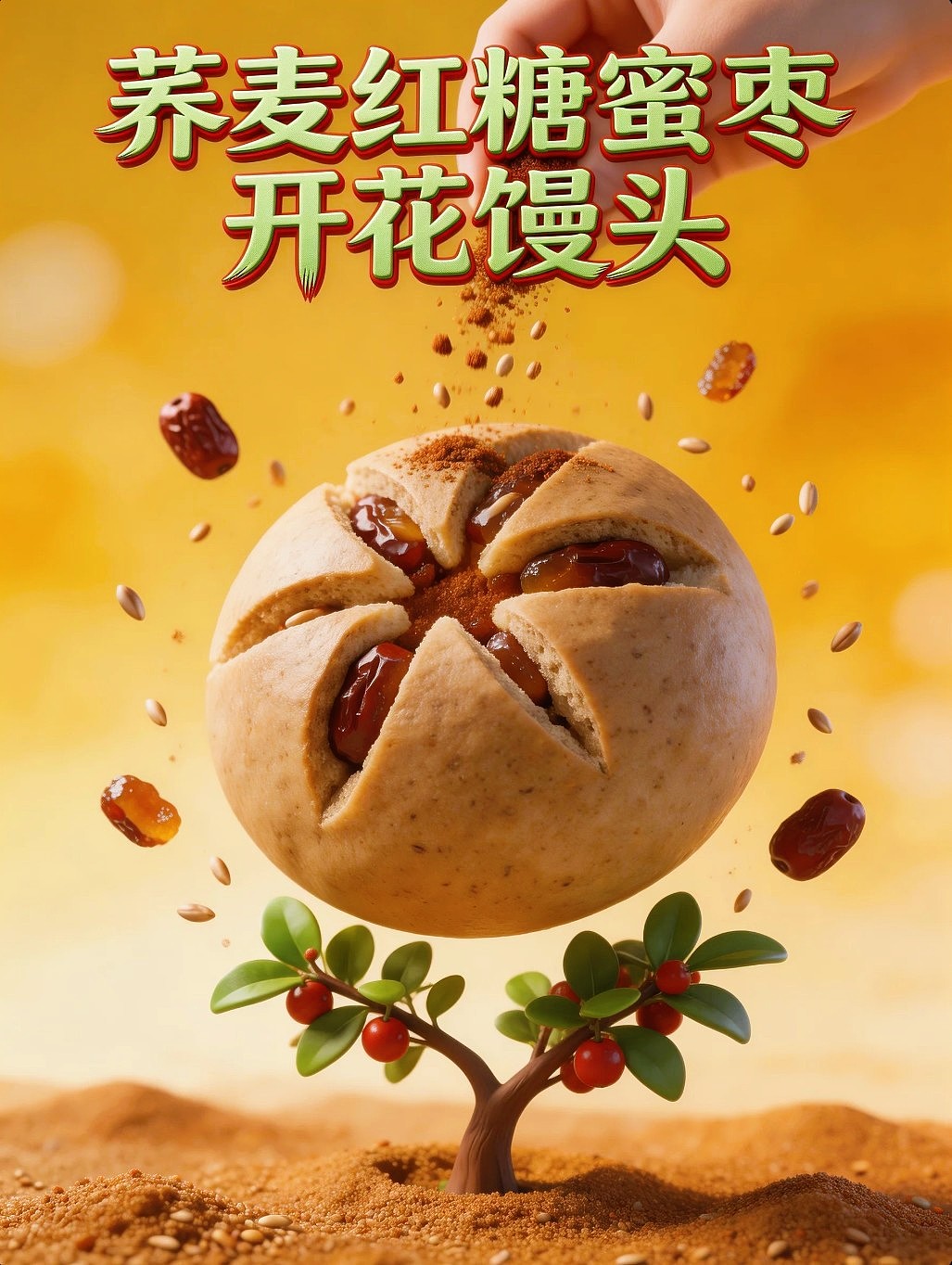 既梦AI设计创意荞麦红糖多口味开花馒头附带提示词AIGC（图ZNDA1MzAwNTYw） - 海报 - 站酷设计师风中的玫瑰耶原创素材 - 站酷ZCOOL