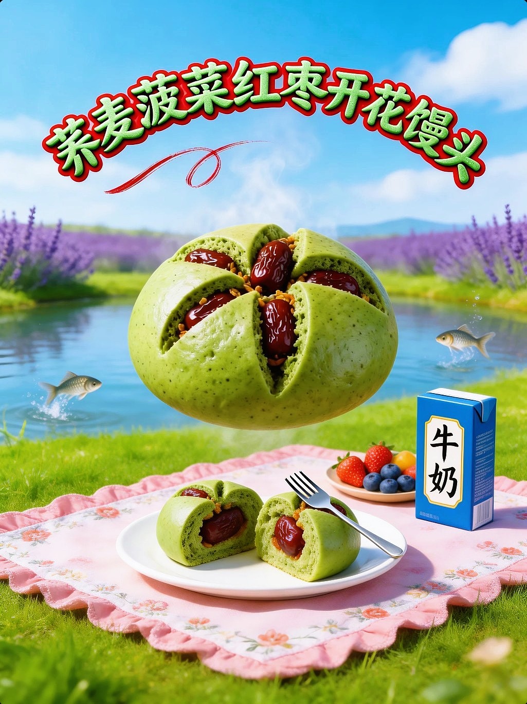 AIGC设计创意荞麦果蔬汁红枣开花馒头海报附带提示词（图ZNDA1MzAyNzc2） - 海报 - 站酷设计师风中的玫瑰耶原创素材 - 站酷ZCOOL