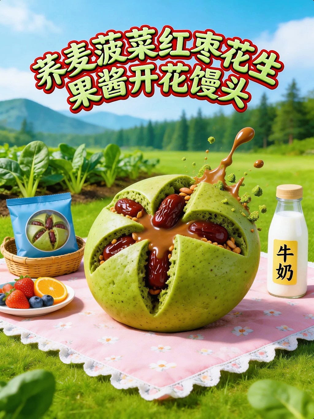 AIGC设计创意荞麦果蔬汁红枣开花馒头海报附带提示词（图ZNDA1MzAyNzg0） - 海报 - 站酷设计师风中的玫瑰耶原创素材 - 站酷ZCOOL