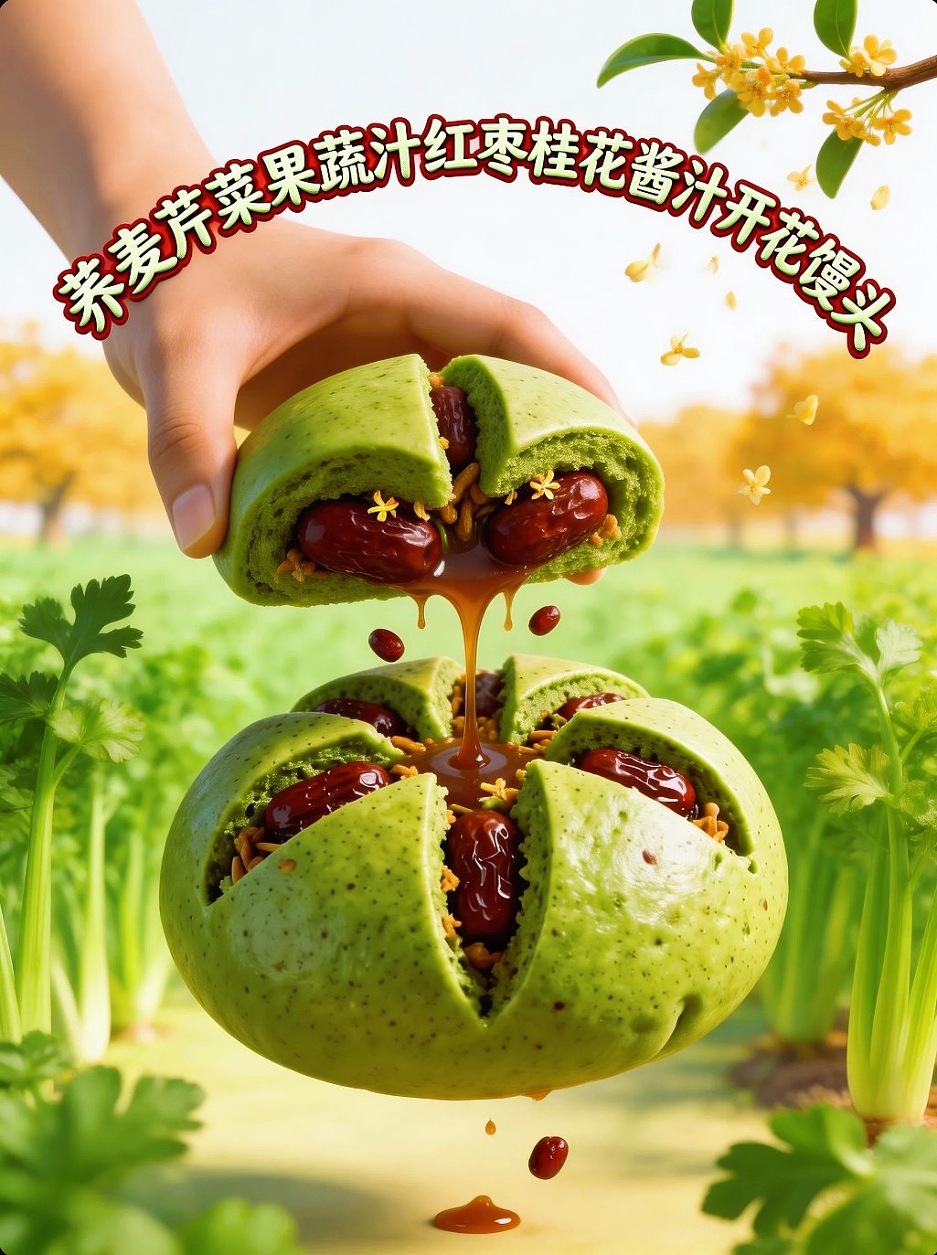 AIGC设计创意荞麦果蔬汁红枣开花馒头海报附带提示词（图ZNDA1MzAzMzgw） - 海报 - 站酷设计师风中的玫瑰耶原创素材 - 站酷ZCOOL
