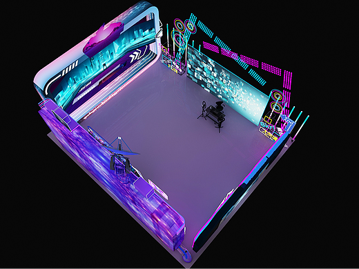 赛博朋克直播间活动设计3D效果图