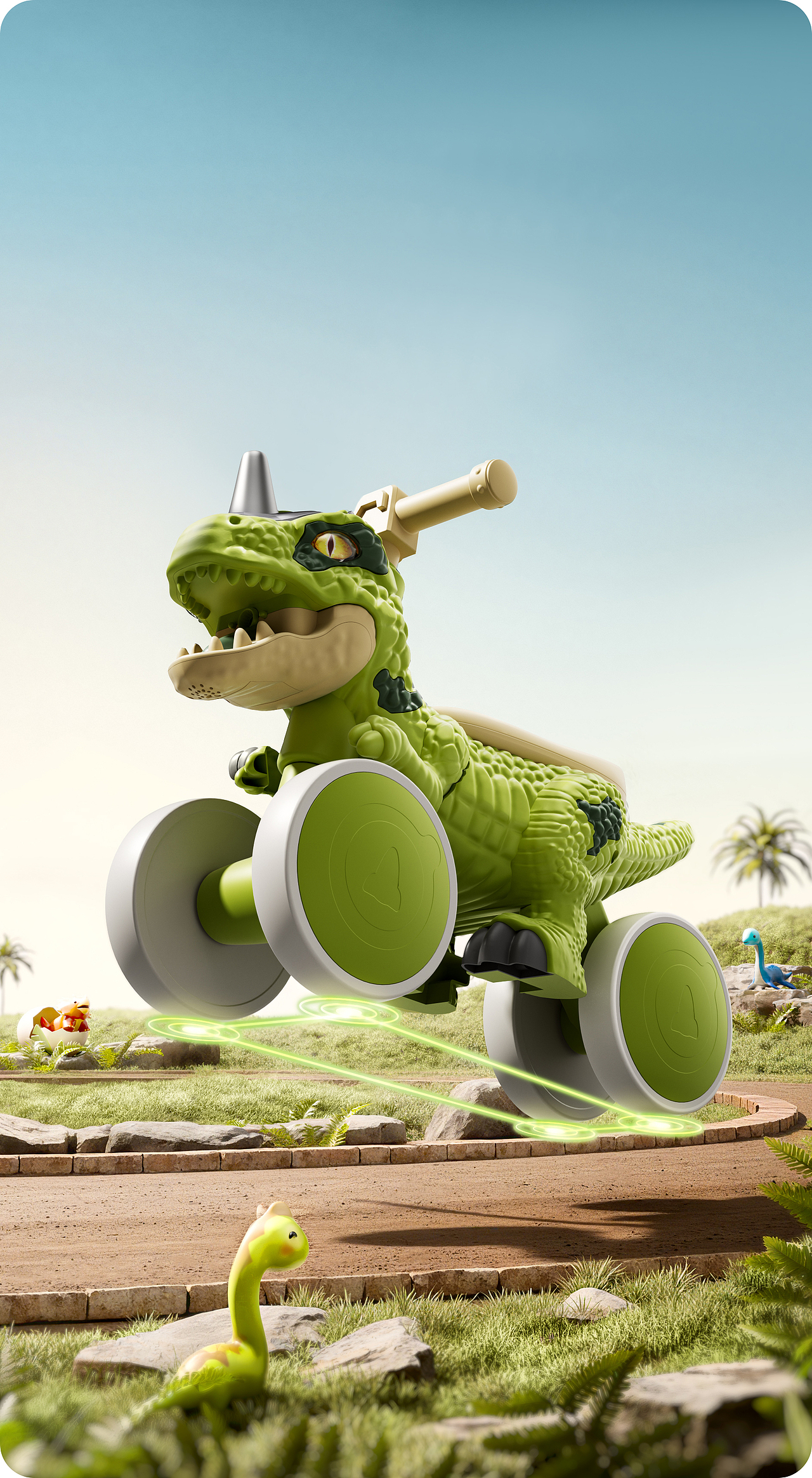 儿童母婴恐龙平衡车 Cinema 4D渲染+AIGC辅助（图ZNDA1MzE2MjYw） - 产品 - 站酷设计师一顿三碗大米饭原创素材 - 站酷ZCOOL