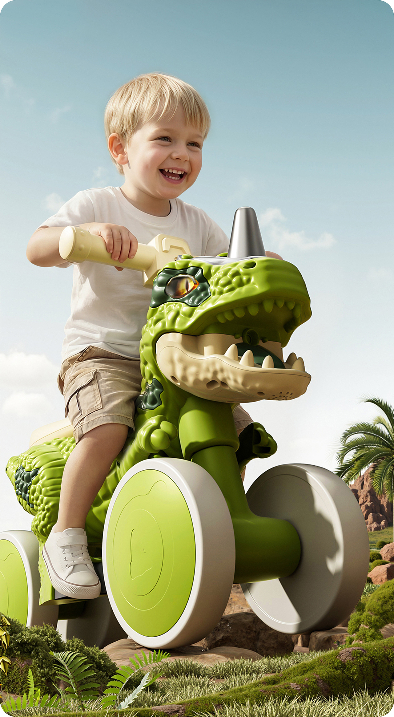 儿童母婴恐龙平衡车 Cinema 4D渲染+AIGC辅助（图ZNDA1MzE2Mjc2） - 产品 - 站酷设计师一顿三碗大米饭原创素材 - 站酷ZCOOL