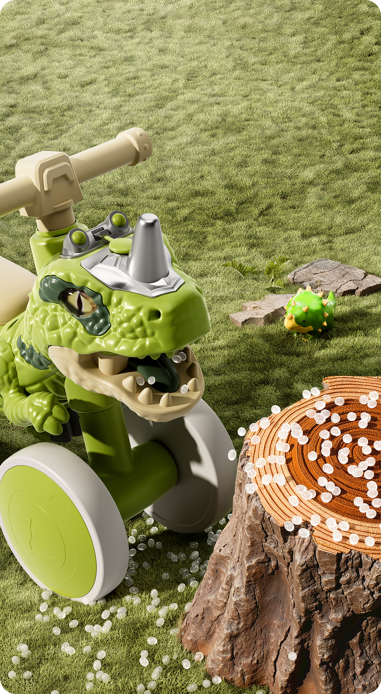 儿童母婴恐龙平衡车 Cinema 4D渲染+AIGC辅助（图ZNDA1MzE2MzEy） - 产品 - 站酷设计师一顿三碗大米饭原创素材 - 站酷ZCOOL