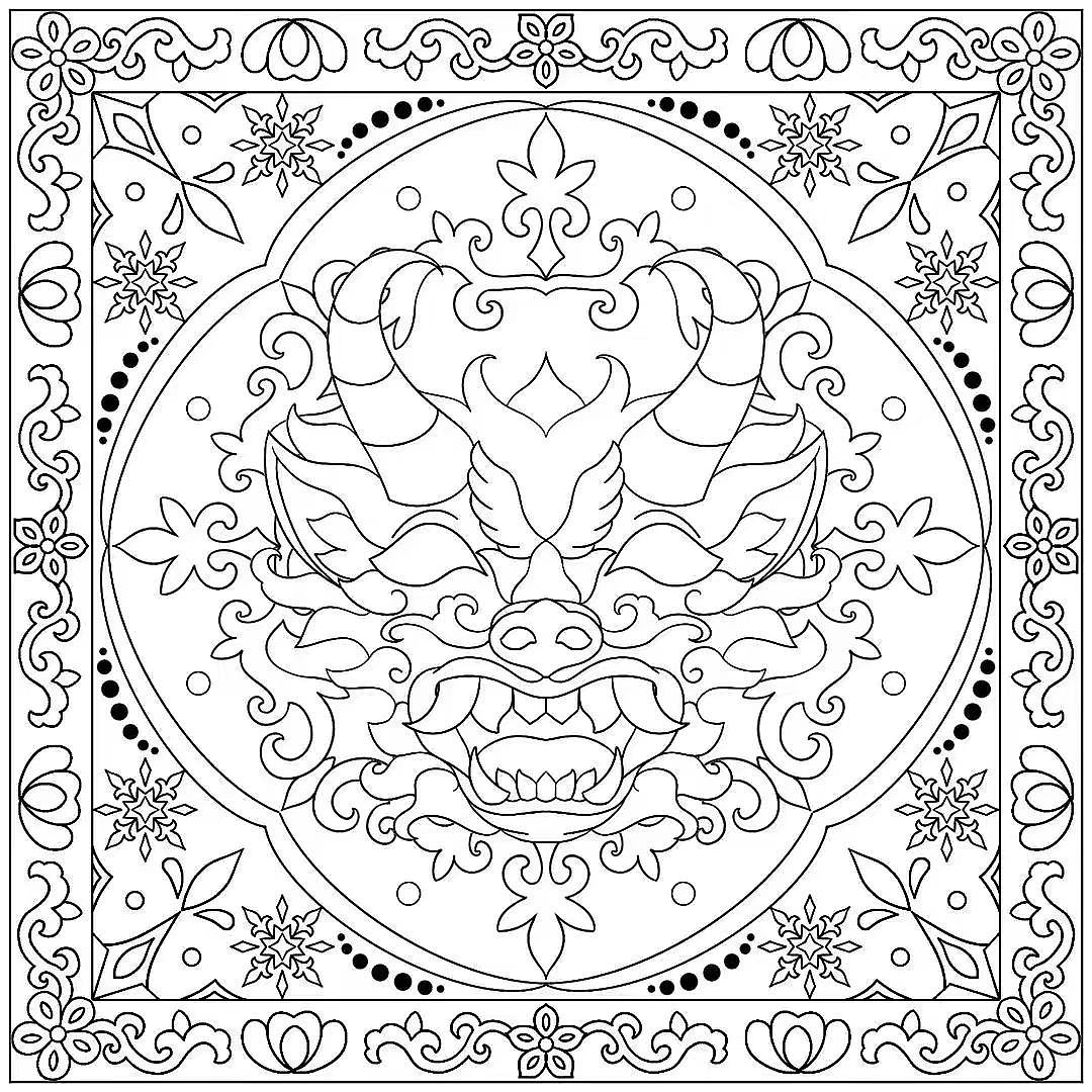 四大凶首｜平面设计丝巾地毯图案四方连续视觉传达（图ZNDA1MzE2NzA0） - 图案 - 站酷设计师小慧在画画原创素材 - 站酷ZCOOL