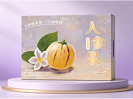 新中式国潮轻奢雅致写实插画风水果包装设计