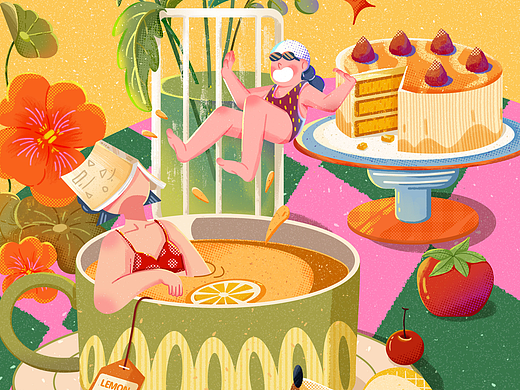 柠檬茶与松弛感| 春日治愈系商业插画创作
