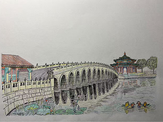 十七孔桥（个人主页-ZNzM0NDA0OTY=） - 绘画 - 站酷设计师柳叶刀和画笔原创素材 - 站酷ZCOOL