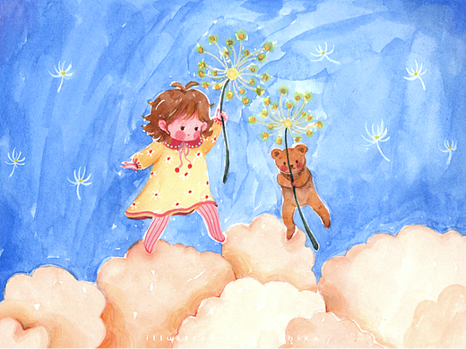 手绘丨风很轻 云很暖