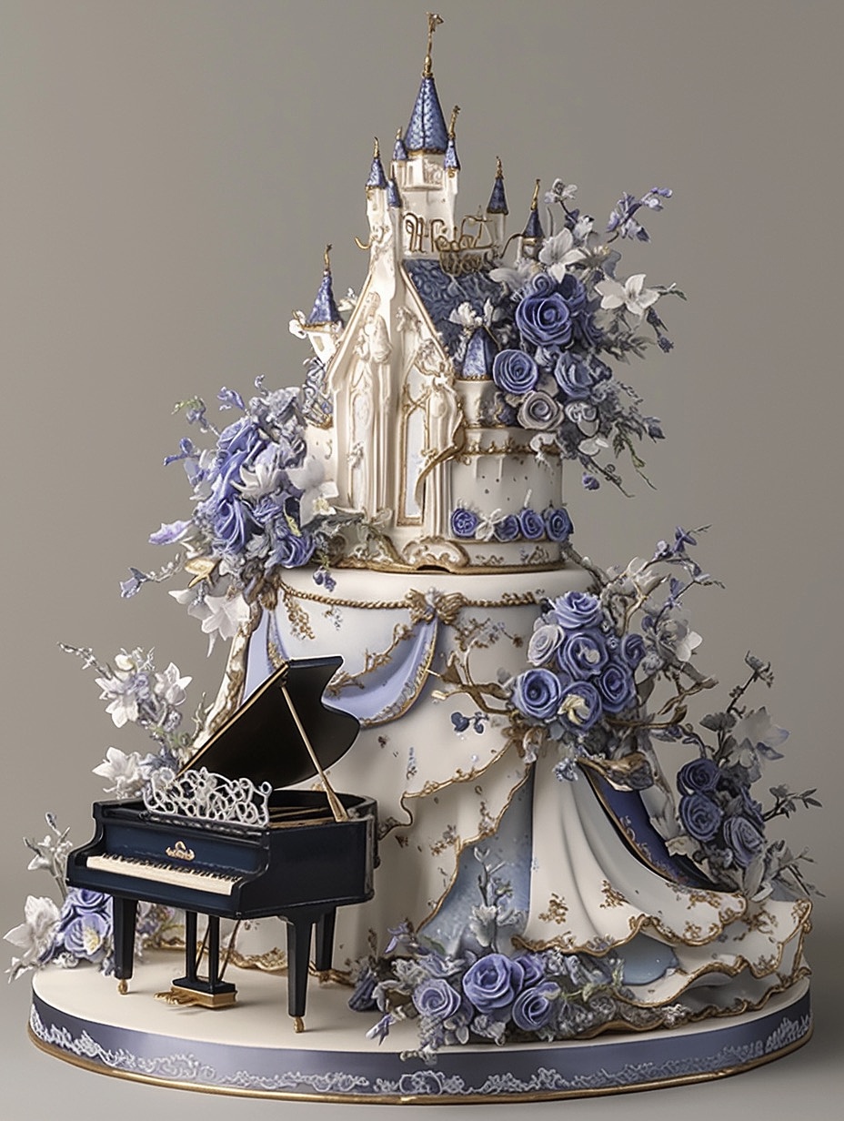 欧式轻奢高级梦幻城堡·花卉钢琴天鹅婚礼素材包（图ZNDA1NDA1Mzcy） - 艺术插画 - 站酷设计师幻野纪原创素材 - 站酷ZCOOL