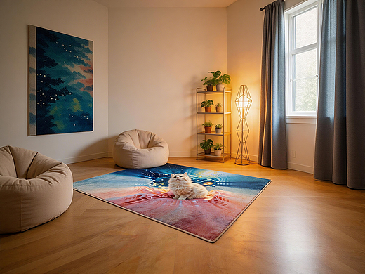 梦幻星空猫图案插画