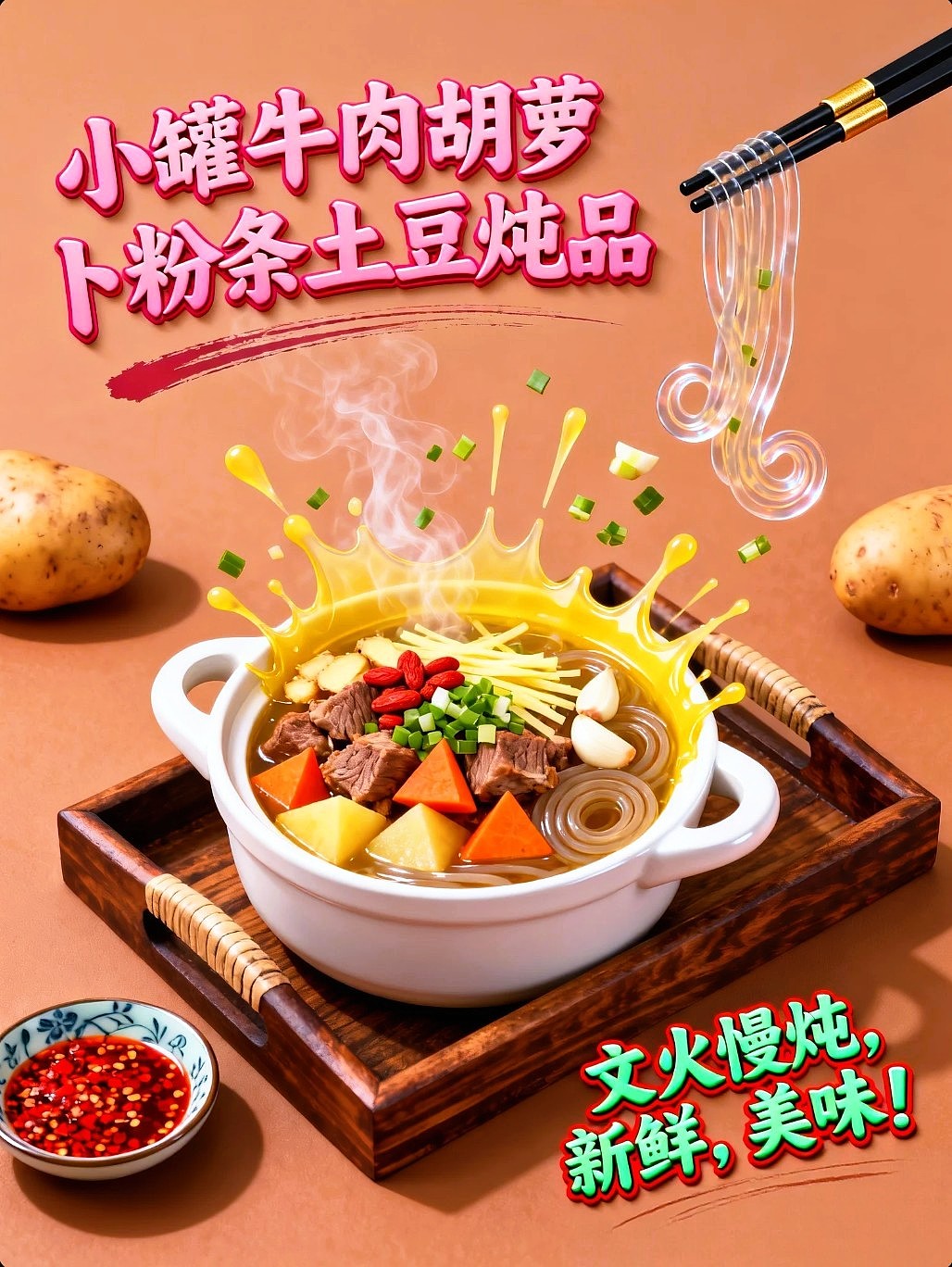 AIGC设计创意小罐牛肉胡萝卜粉条和排骨山药炖品海报（图ZNDA1NDI3MTA4） - 海报 - 站酷设计师风中的玫瑰耶原创素材 - 站酷ZCOOL