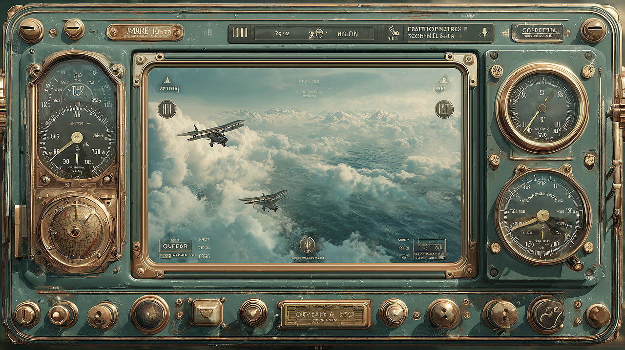 《复古飞艇驾驶舱 UI・蒸汽朋克航空界面》（图ZNDA1NDQ1MzIw） - 游戏UI - 站酷设计师chaochaoland原创素材 - 站酷ZCOOL
