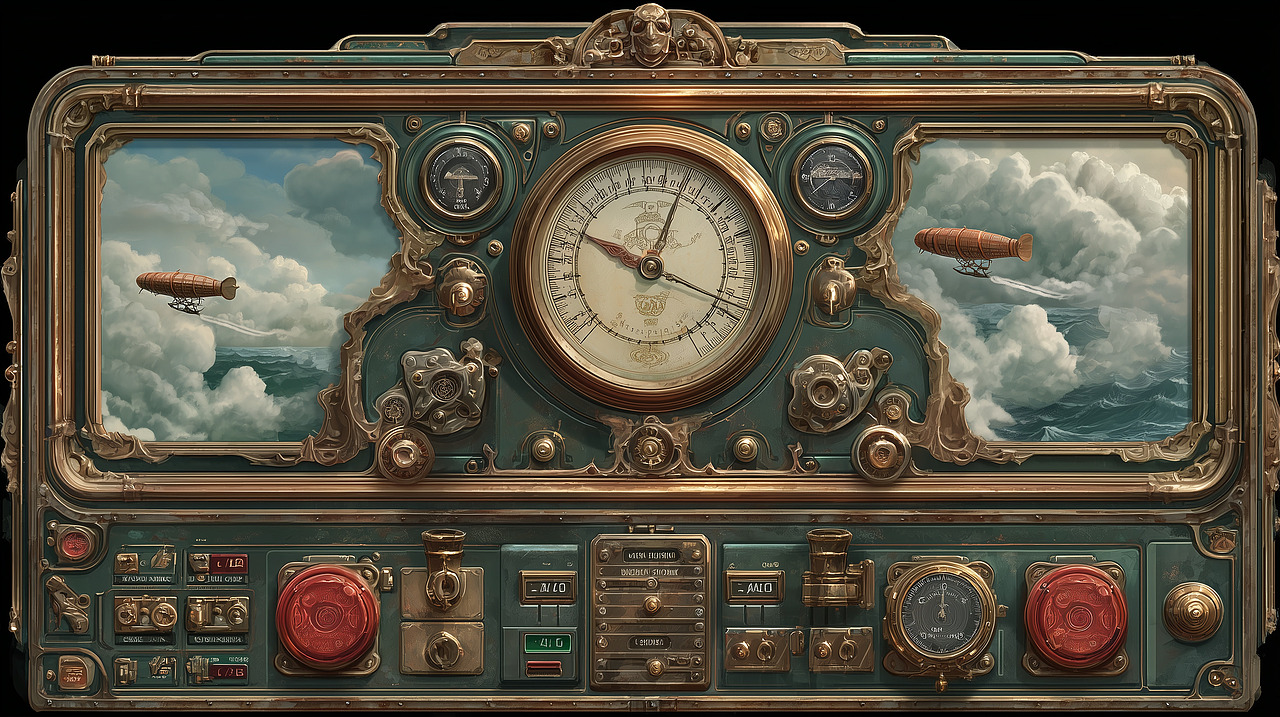 《复古飞艇驾驶舱 UI・蒸汽朋克航空界面》（图ZNDA1NDQ1MzMy） - 游戏UI - 站酷设计师chaochaoland原创素材 - 站酷ZCOOL