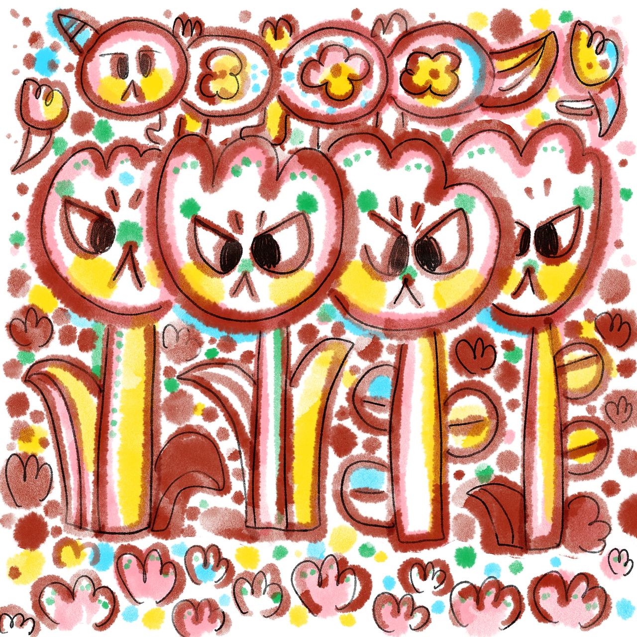摇滚郁金香和他的暴躁朋友们（图ZNDA1NDUzNTEy） - 艺术插画 - 站酷设计师虫小猛猛原创素材 - 站酷ZCOOL