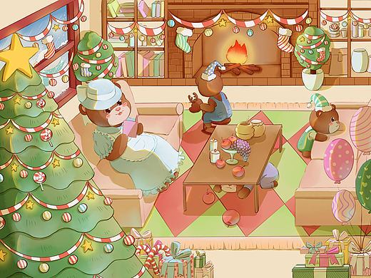 熊熊的冬天（个人主页-ZNzM0NTEwNzY=） - 商业插画 - 站酷设计师拾玖玉原创素材 - 站酷ZCOOL
