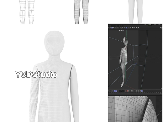 一个人体电子模特-C4D拓扑布线测试