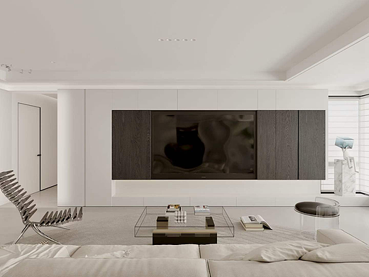 极简白色系客餐厅卧室效果图表现