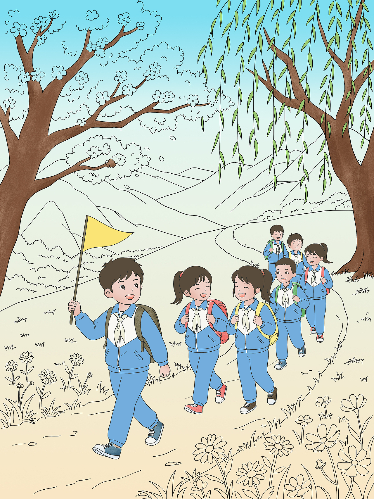 走,春游去,用插画记录春天的美好,我的插画动起来(图ZNDA1NDcxMDY0) - 商业插画 - 站酷设计师萌鸦广告原创素材 - 站酷ZCOOL