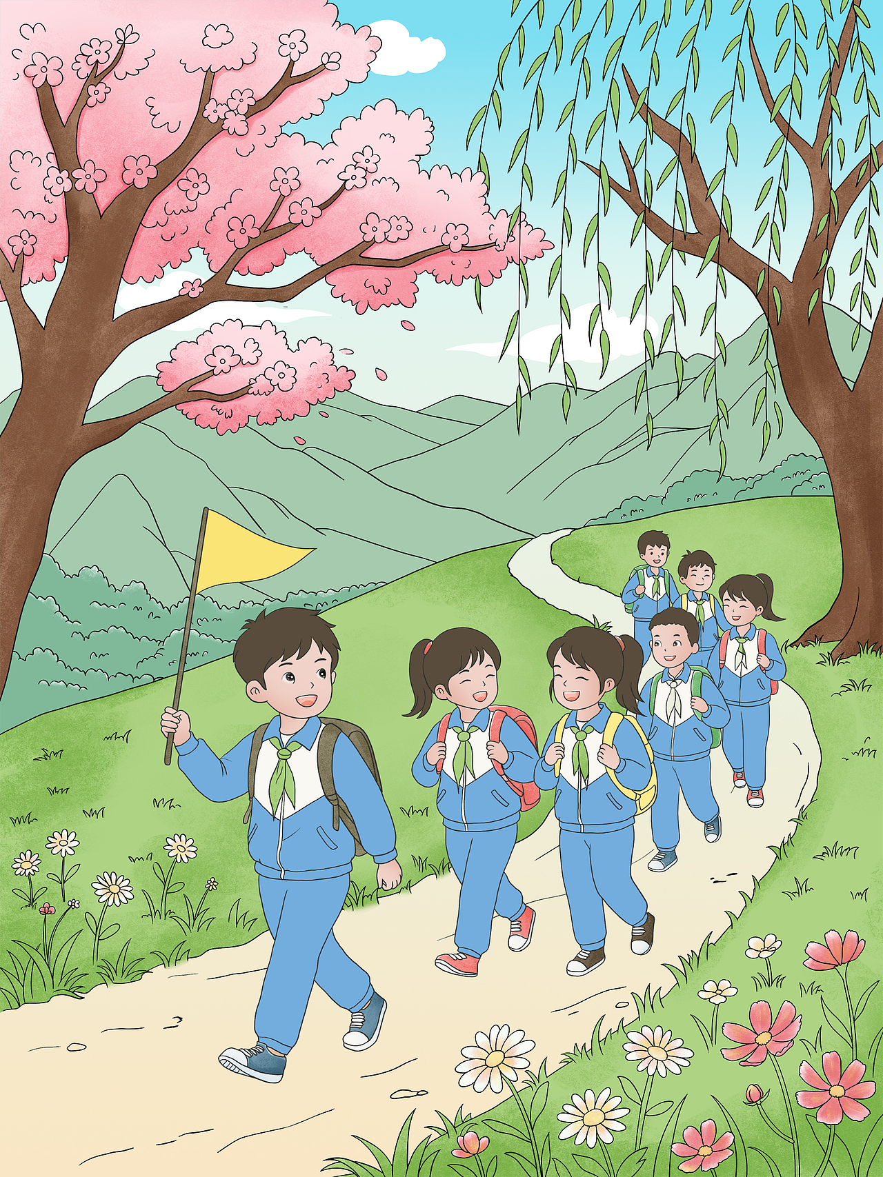 走,春游去,用插画记录春天的美好,我的插画动起来(图ZNDA1NDcxMDY4) - 商业插画 - 站酷设计师萌鸦广告原创素材 - 站酷ZCOOL