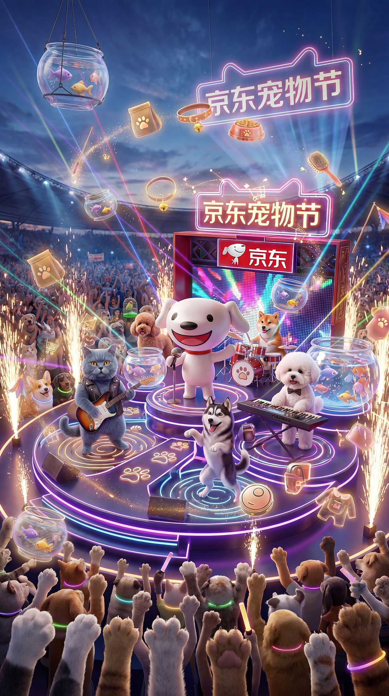 宠物节演唱会嗨翻啦！铲屎官速来集合（图ZNDA1NDc2NzM2） - AI作品 - 站酷设计师可可曲奇AIGC原创素材 - 站酷ZCOOL