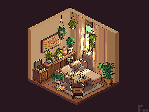 等距像素｜黄昏之时（个人主页-ZNzM0NTM5ODQ=） - 像素画 - 站酷设计师Fod5原创素材 - 站酷ZCOOL