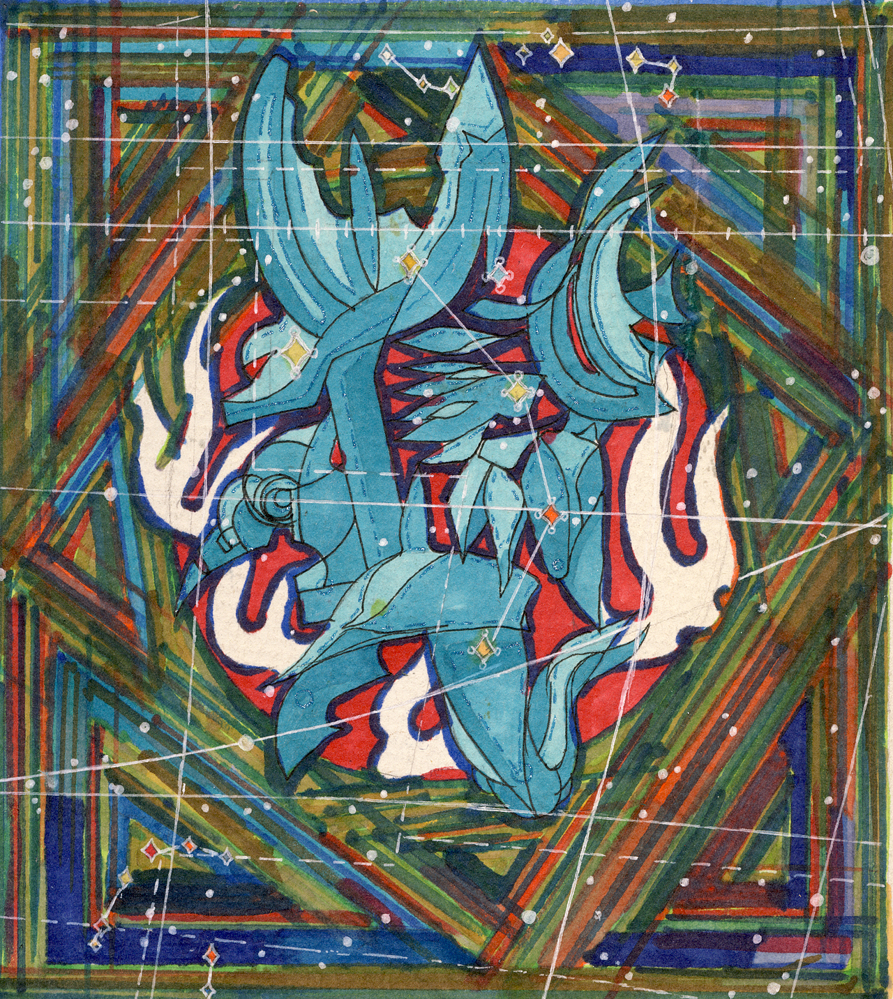 马克笔插画《二十八星宿之亢金龙》(图ZNDA1NDgyOTE2) - 创作习作 - 站酷设计师赛斯1976原创素材 - 站酷ZCOOL