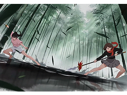 定制中式2D武打动作片段，水墨氛围感。