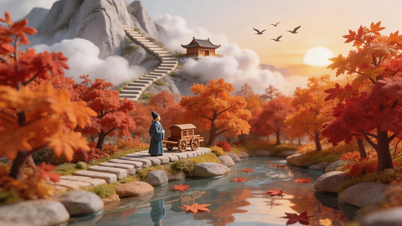 红叶一片又一片，思念如缕寄人间！（图ZNDA1NTA1Mjc2） - AI作品 - 站酷设计师雪里莓工作室原创素材 - 站酷ZCOOL