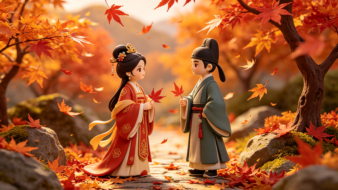 红叶一片又一片，思念如缕寄人间！（图ZNDA1NTA1Mjg4） - AI作品 - 站酷设计师雪里莓工作室原创素材 - 站酷ZCOOL