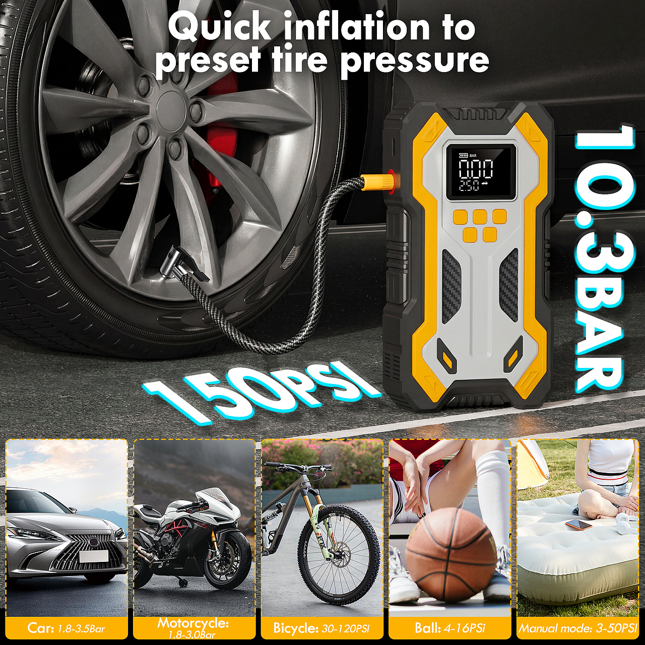 汽车应急电源充气泵-主图A+渲染（图ZNDA1NTE3MzY0） - 其他平面 - 站酷设计师没吃过饱饭原创素材 - 站酷ZCOOL