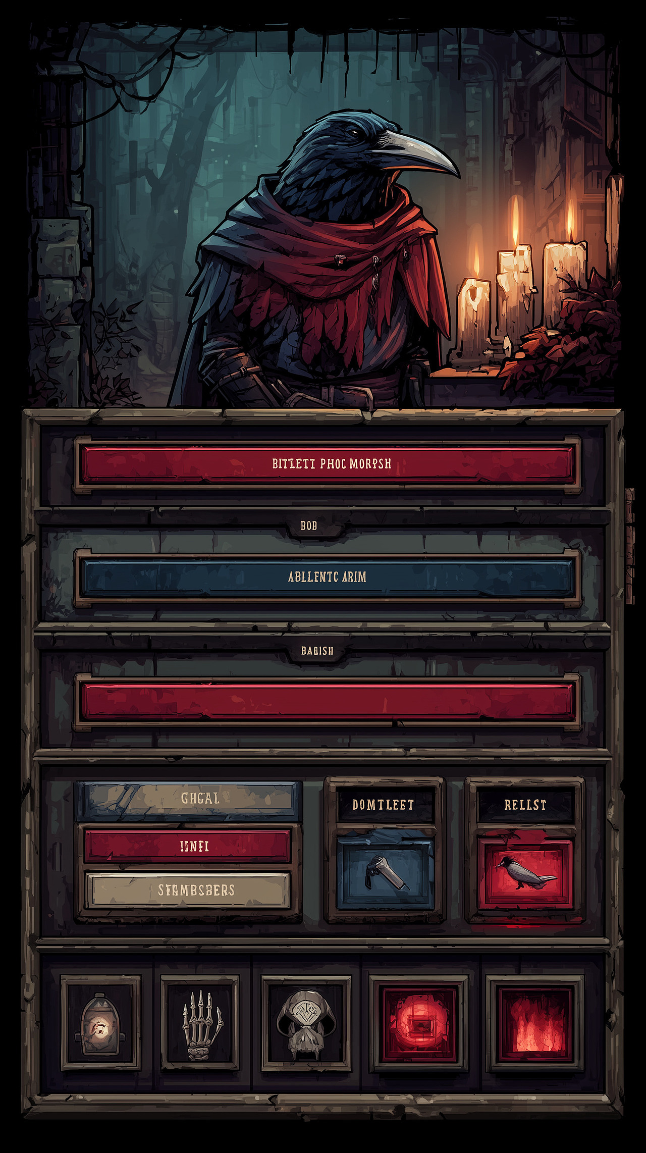 暗黑地牢风乌鸦角色 UI 界面（图ZNDA1NTIyODQw） - 游戏UI - 站酷设计师chaochaoland原创素材 - 站酷ZCOOL