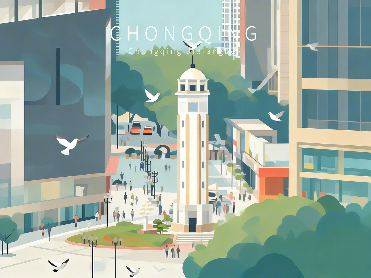 城市印象系列——重庆（图ZNDA1NTMwMDky） - 商业插画 - 站酷设计师小扁BIAN原创素材 - 站酷ZCOOL